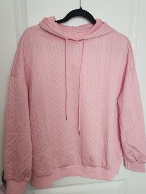 Textured Pink Hooded Sweatshirt